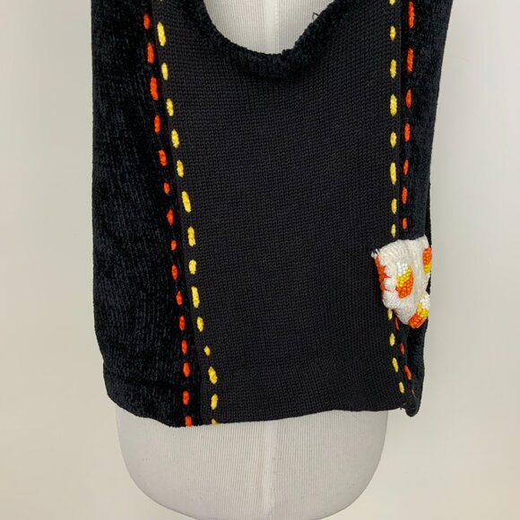 Vintage The Collective Works of Berek 2 Black Halloween Beaded Vest Sz M - Picture 13 of 16